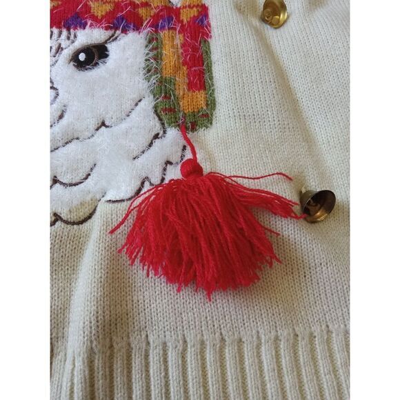 Women's Beige Tight Knit Falalallama Llama Ugly Christmas Sweater Size Medium - Picture 8 of 12